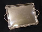 Large Ornate Antique Silver Serving Butler Tray