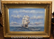 Oil Painting Ship Sea Scape Maritime Art