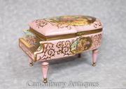 French Sevres Porcelain Piano Trinket Jewellery Box Case