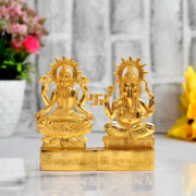 Handcrafted golden ganesh ji laxmi ji Polyresin Showpeice for Home 